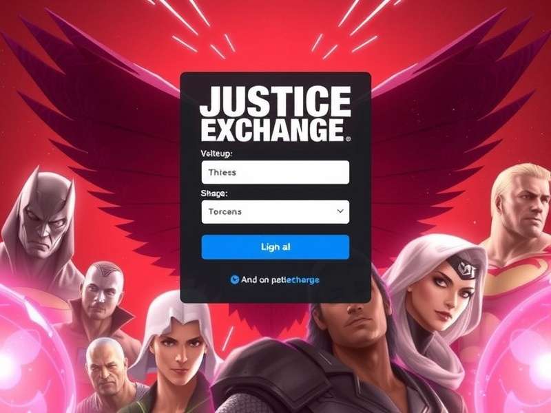 Justice Exchange Login Screen Interface on Mobile and PC showing Crazy Justice marketplace