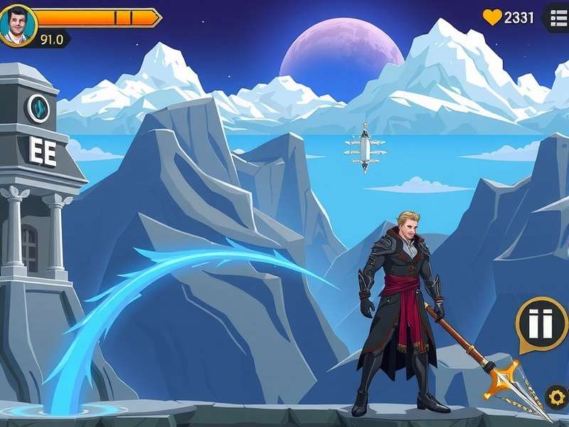 Isir Justice character in action, wielding advanced armor and weapons.