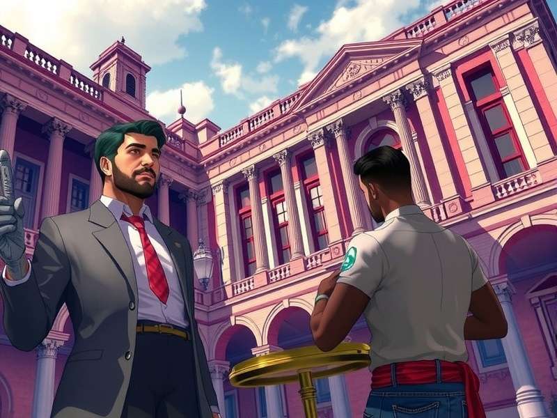 Conciliateur De Justice character mediating between two factions in Crazy Justice