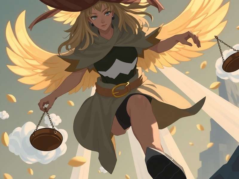 Distributive Justice concept art featuring the Crazy Justice game logo and scales of balance