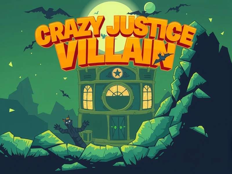 Crazy Justice Villain concept art showing the dark entity with glowing eyes and chaotic energy