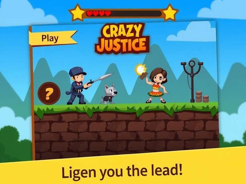 Crazy Justice game banner showing hero and villain characters in epic battle royale action