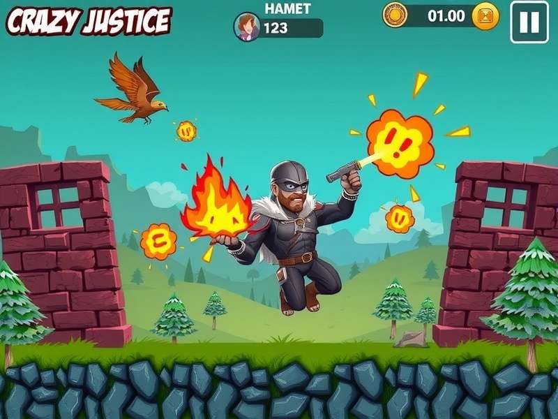 Crazy Justice gameplay screenshot showing battle royale action on Android